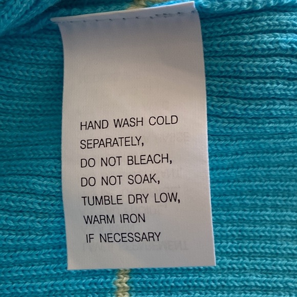 Jeanne Pierre NWT XL Turquoise Yellow Striped Square Neck Sleeveless Sweater - Picture 9 of 9